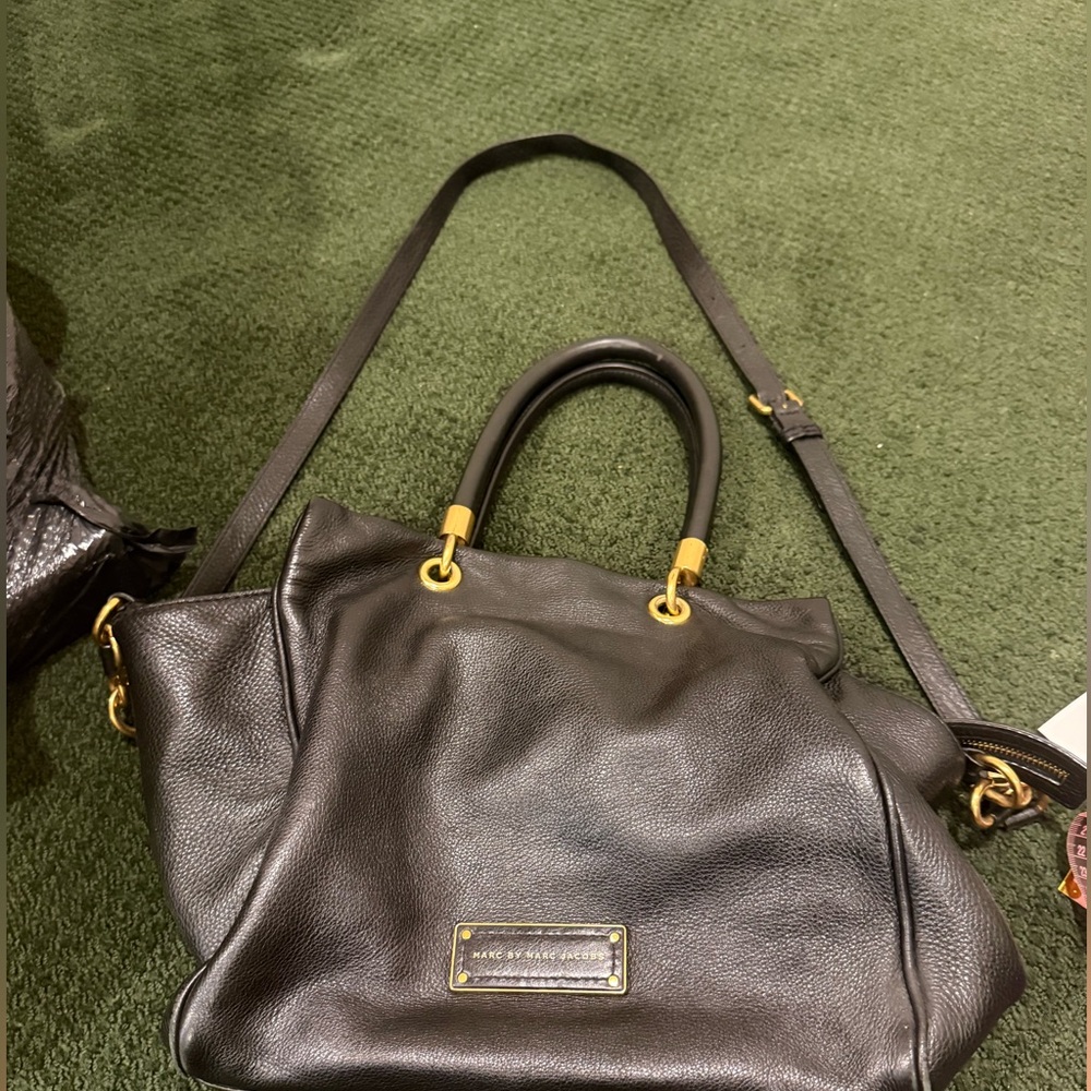 Marc Jacobs Pebbled Leather Double Handles Zipper Satchel Shoulder crossbody - Picture 3 of 17